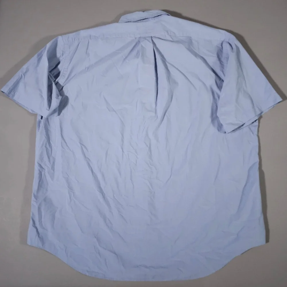 Ralph Lauren Button Down Shirt Mens XXL Blue Blake Short Sleeve Micro Check